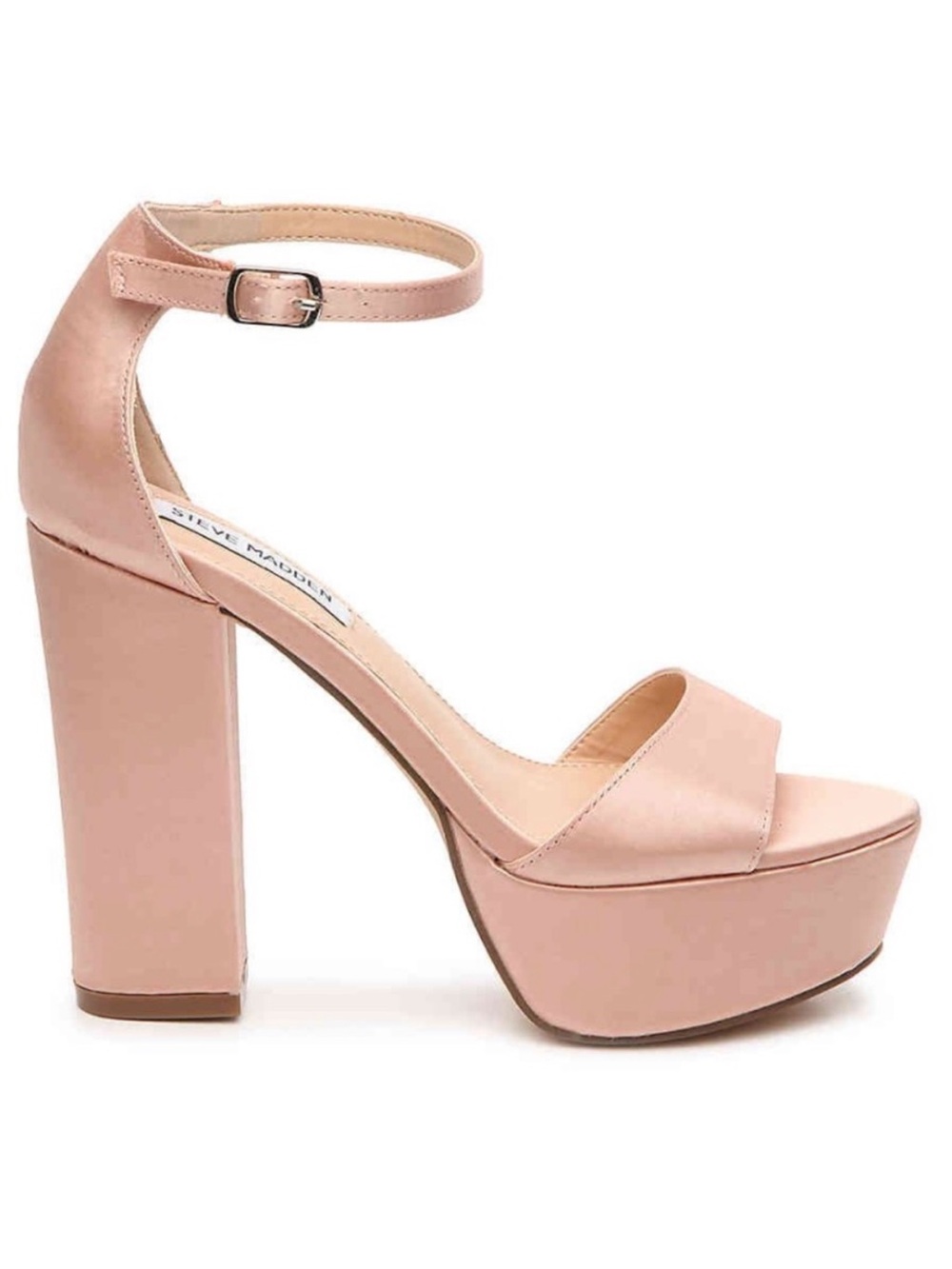 Steve Madden Gilda Blush Satin Pink Platform Ankle-Strap Heel